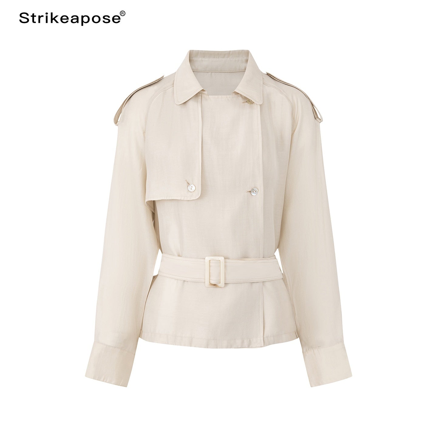 STRIKE_A_POSE_Relaxed_Lapel_Split_Sleeve_Bow_Drawstring_Women&