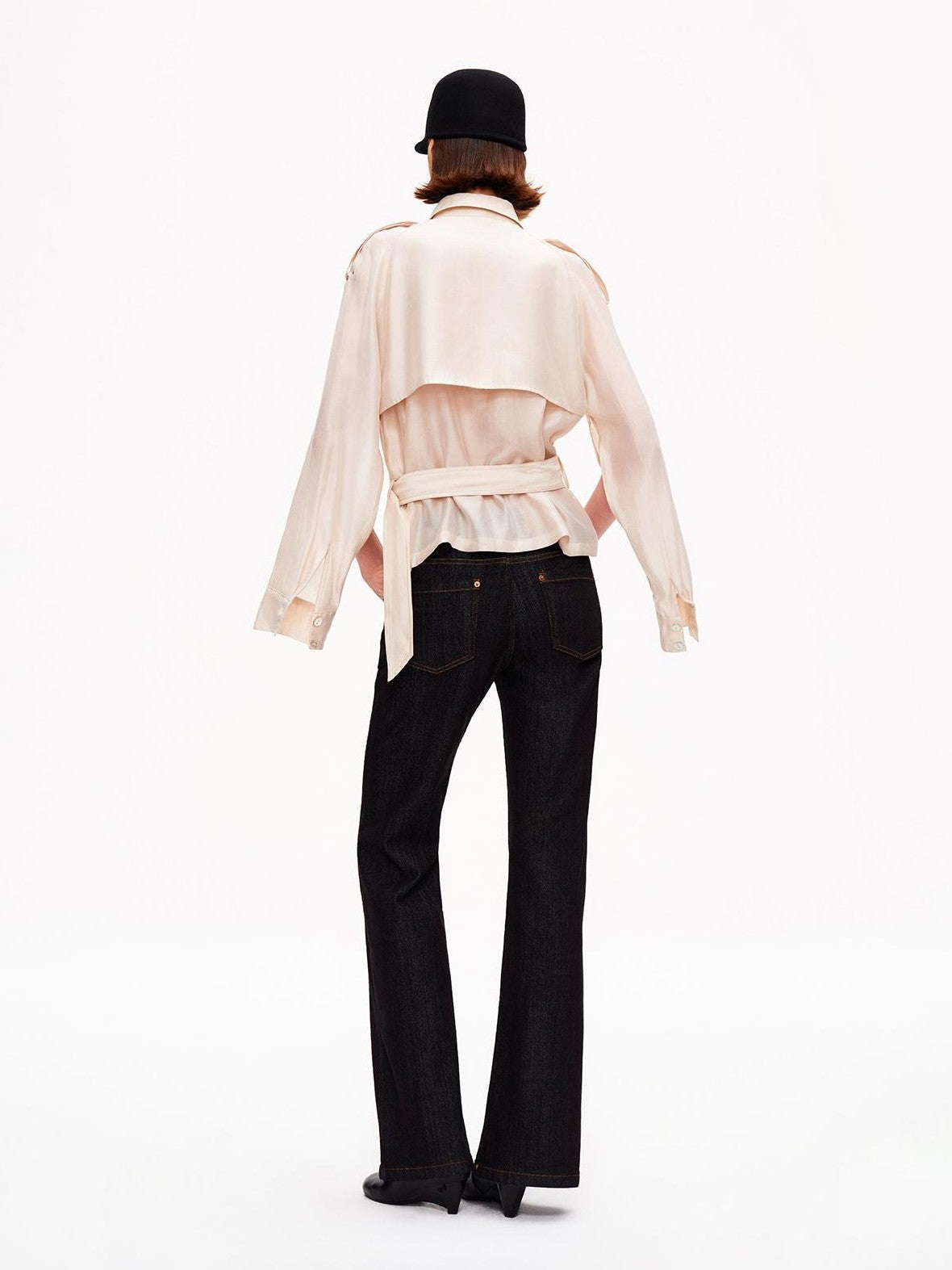 STRIKE A POSE Relaxed Lapel Split Sleeve Bow Drawstring Women&
