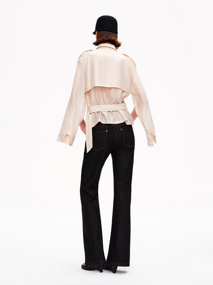 STRIKE A POSE Relaxed Lapel Split Sleeve Bow Drawstring Women&