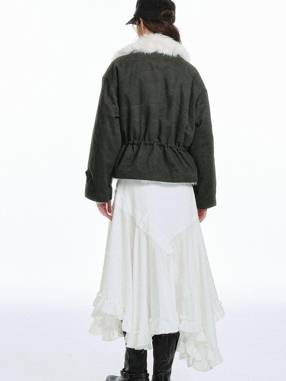 STRIKE A POSE Retro Colorblock Large Fur Collar Oversized Women&