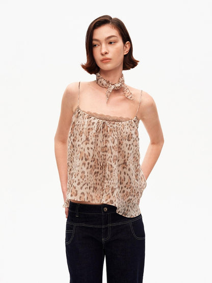 STRIKE A POSE Retro Leopard Print Lace Spliced A Line Square Neck Women&
