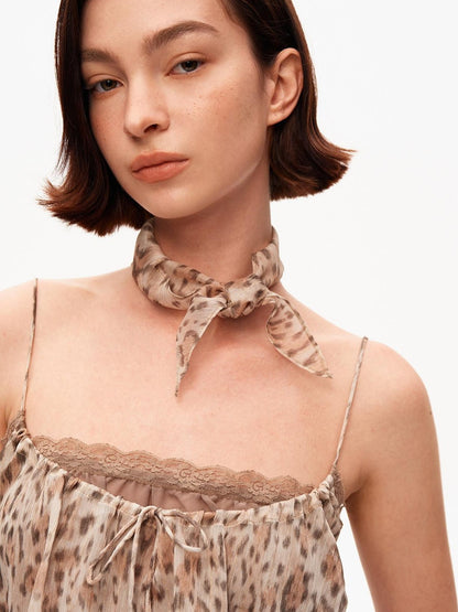 STRIKE A POSE Retro Leopard Print Lace Spliced A Line Square Neck Women&