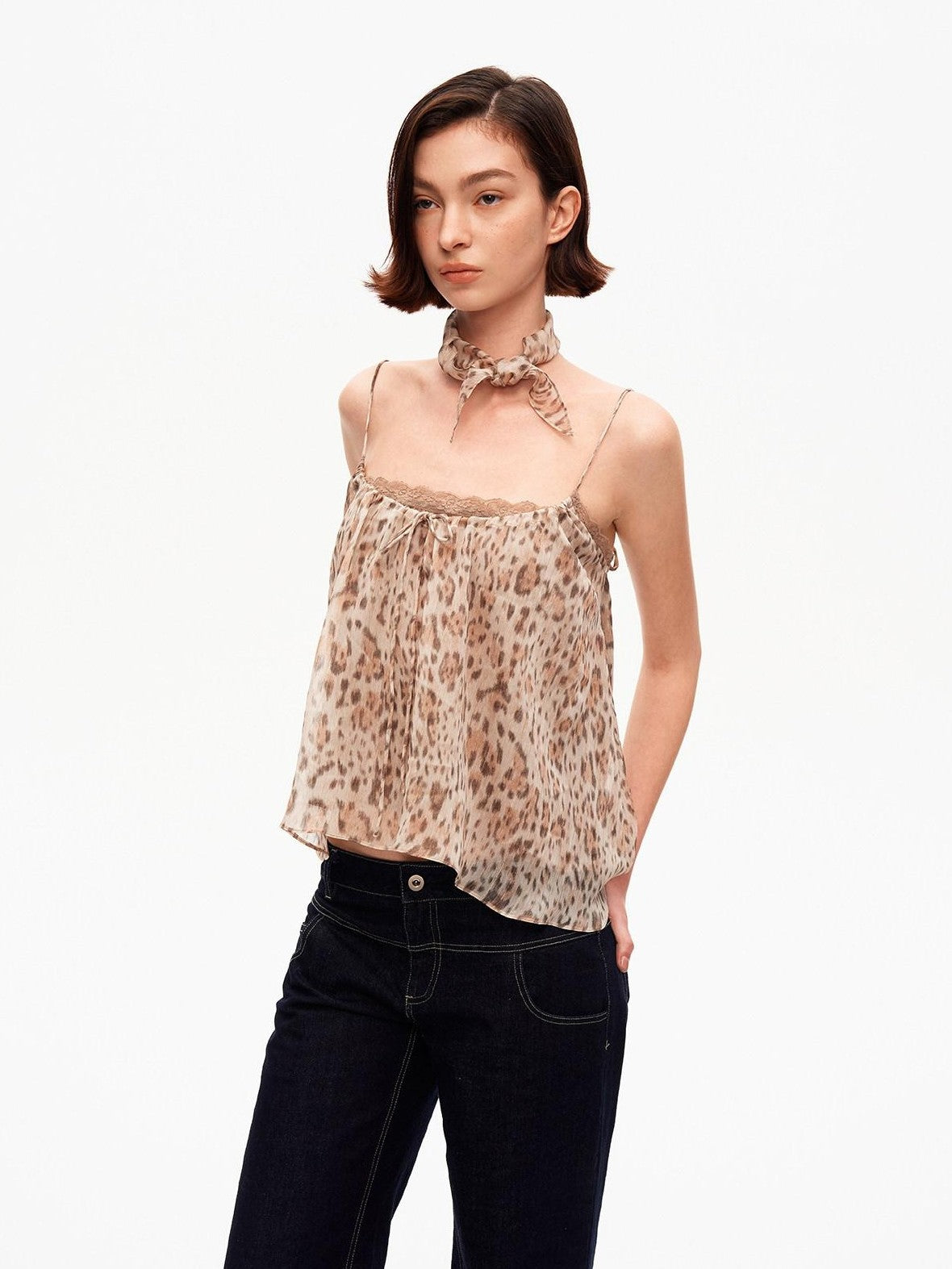 STRIKE A POSE Retro Leopard Print Lace Spliced A Line Square Neck Women&