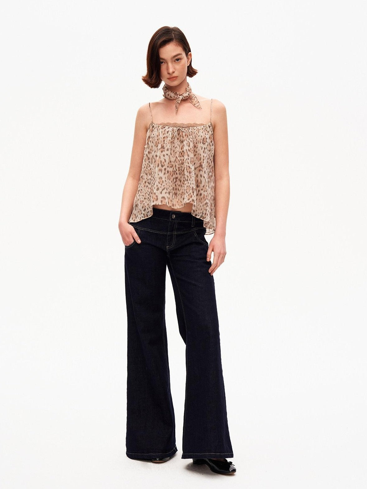 STRIKE A POSE Retro Leopard Print Lace Spliced A Line Square Neck Women&