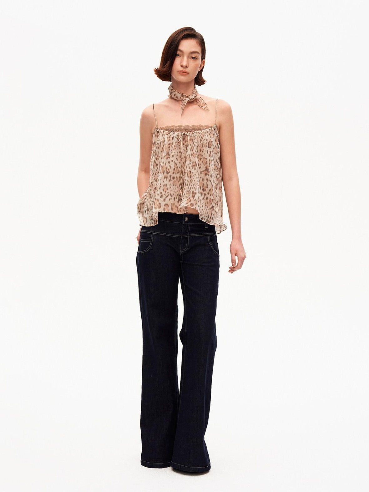 STRIKE A POSE Retro Leopard Print Lace Spliced A Line Square Neck Women&