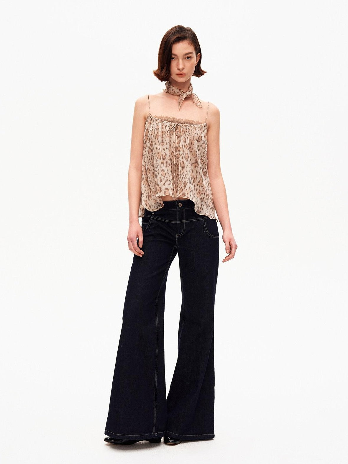 STRIKE A POSE Retro Leopard Print Lace Spliced A Line Square Neck Women&