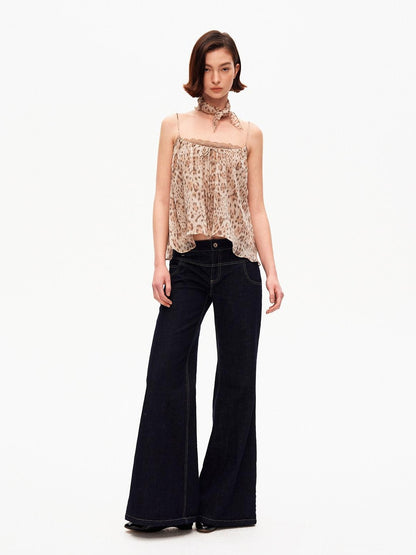 STRIKE A POSE Retro Leopard Print Lace Spliced A Line Square Neck Women&