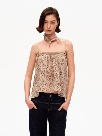 STRIKE A POSE Retro Leopard Print Lace Spliced A Line Square Neck Women&