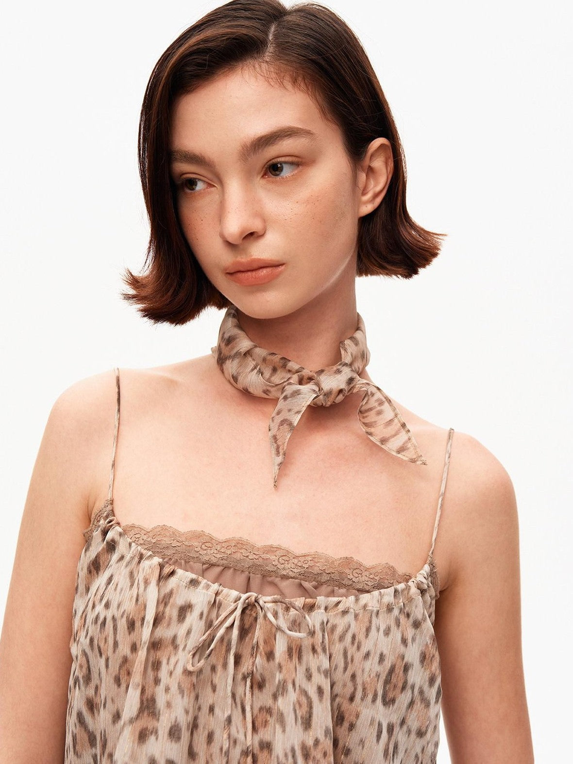 STRIKE A POSE Retro Leopard Print Lace Spliced A Line Square Neck Women&