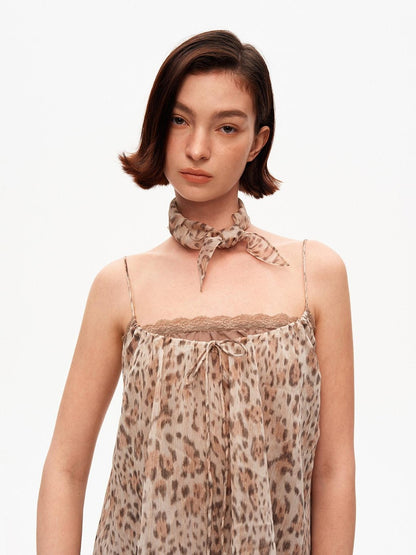 STRIKE A POSE Retro Leopard Print Lace Spliced A Line Square Neck Women&