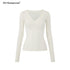 STRIKE_A_POSE_Ribbed_Trim_V-neck_Solid_Wool_Women&