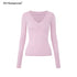 STRIKE_A_POSE_Ribbed_Trim_V-neck_Solid_Wool_Women&
