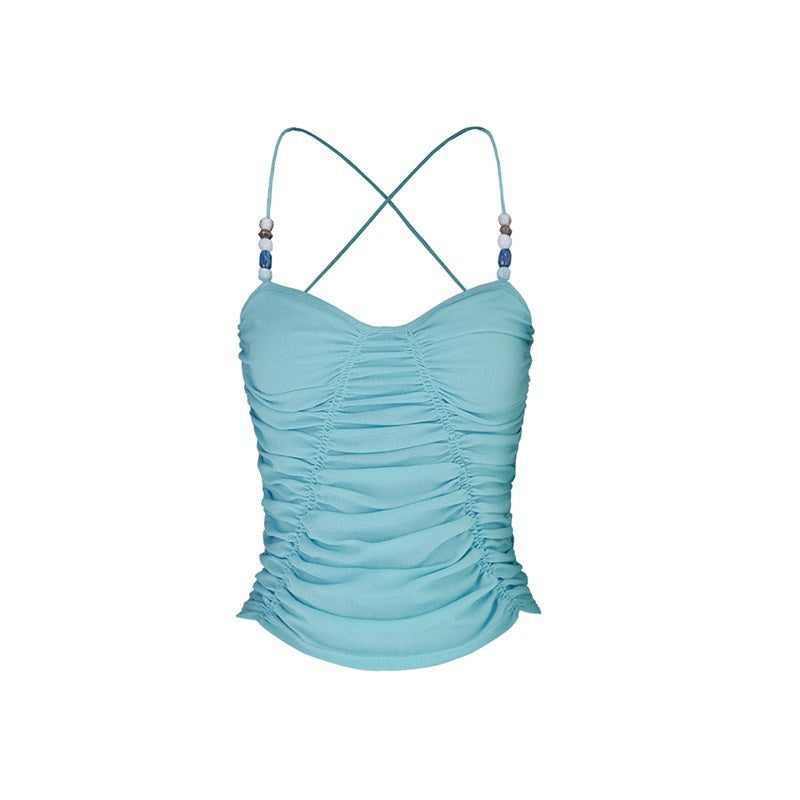 STRIKE_A_POSE_Ruched_Beaded_Cinched_Waist_Halter_Butterfly_Women&