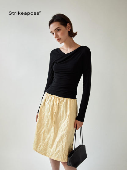 STRIKE A POSE Ruched Knit Slim Fit Lyocell Women&