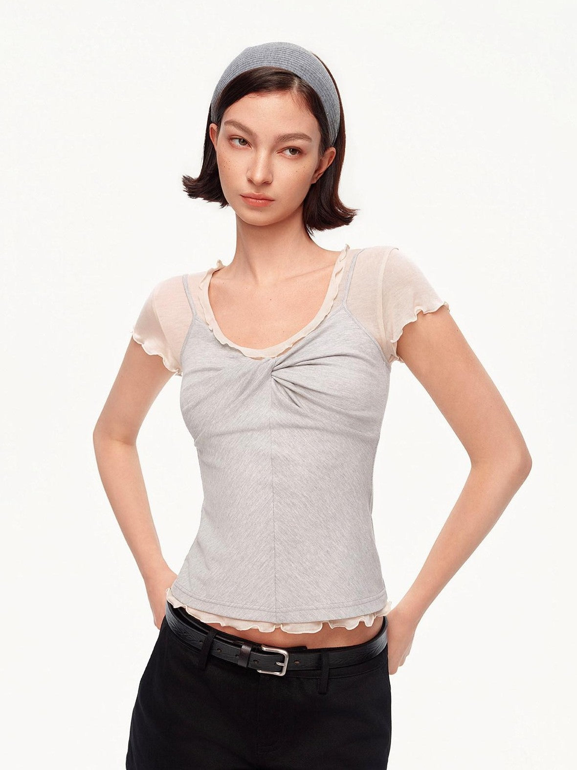 STRIKE A POSE Ruffle Edge Cinched Waist Women&
