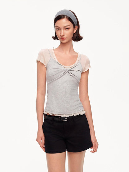 STRIKE A POSE Ruffle Edge Cinched Waist Women&