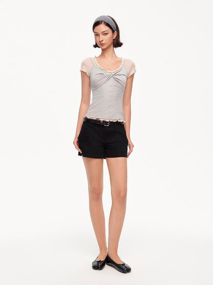 STRIKE A POSE Ruffle Edge Cinched Waist Women&