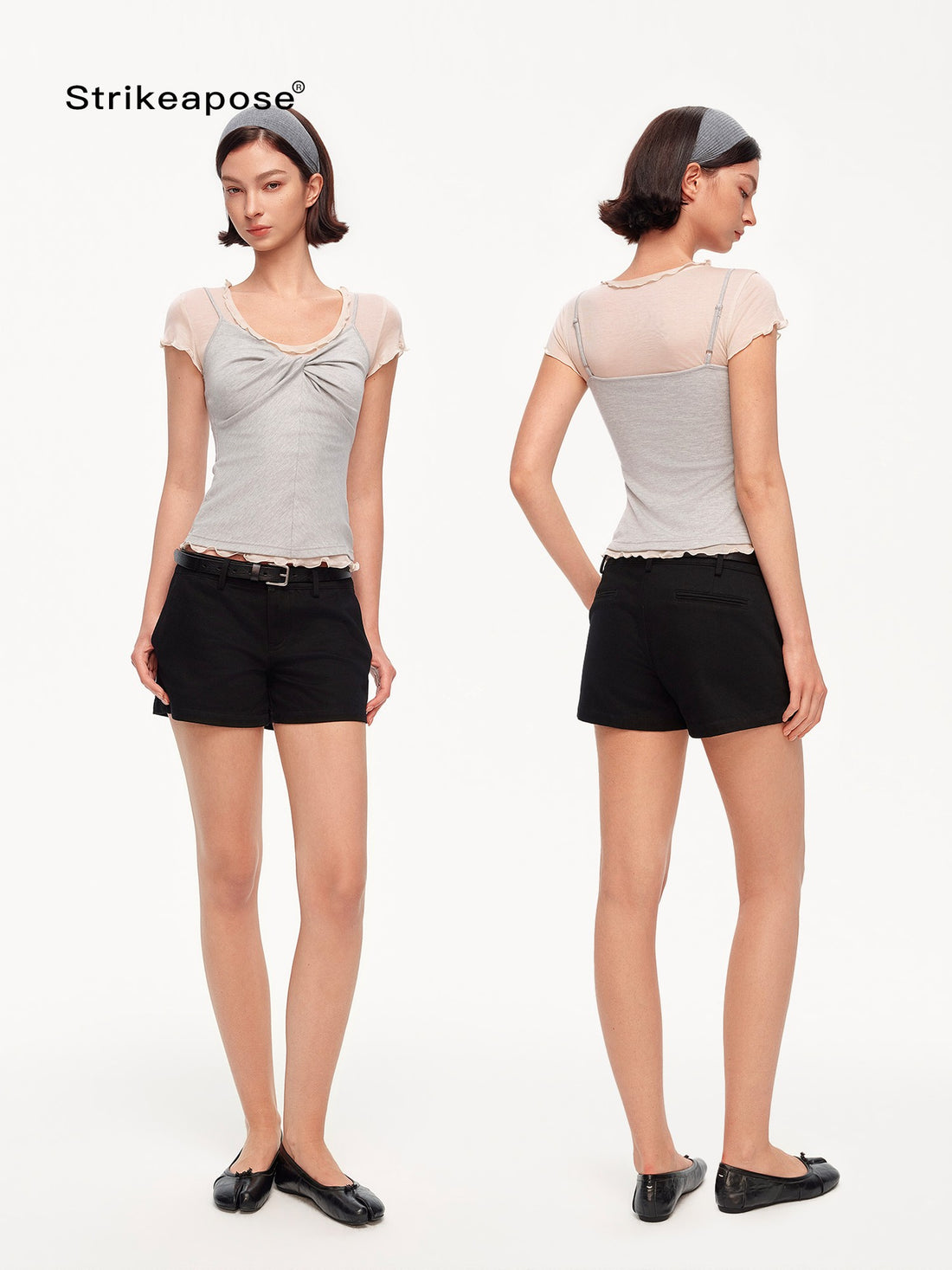 STRIKE A POSE Ruffle Edge Cinched Waist Women&