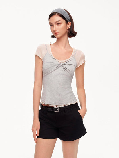 STRIKE A POSE Ruffle Edge Cinched Waist Women&