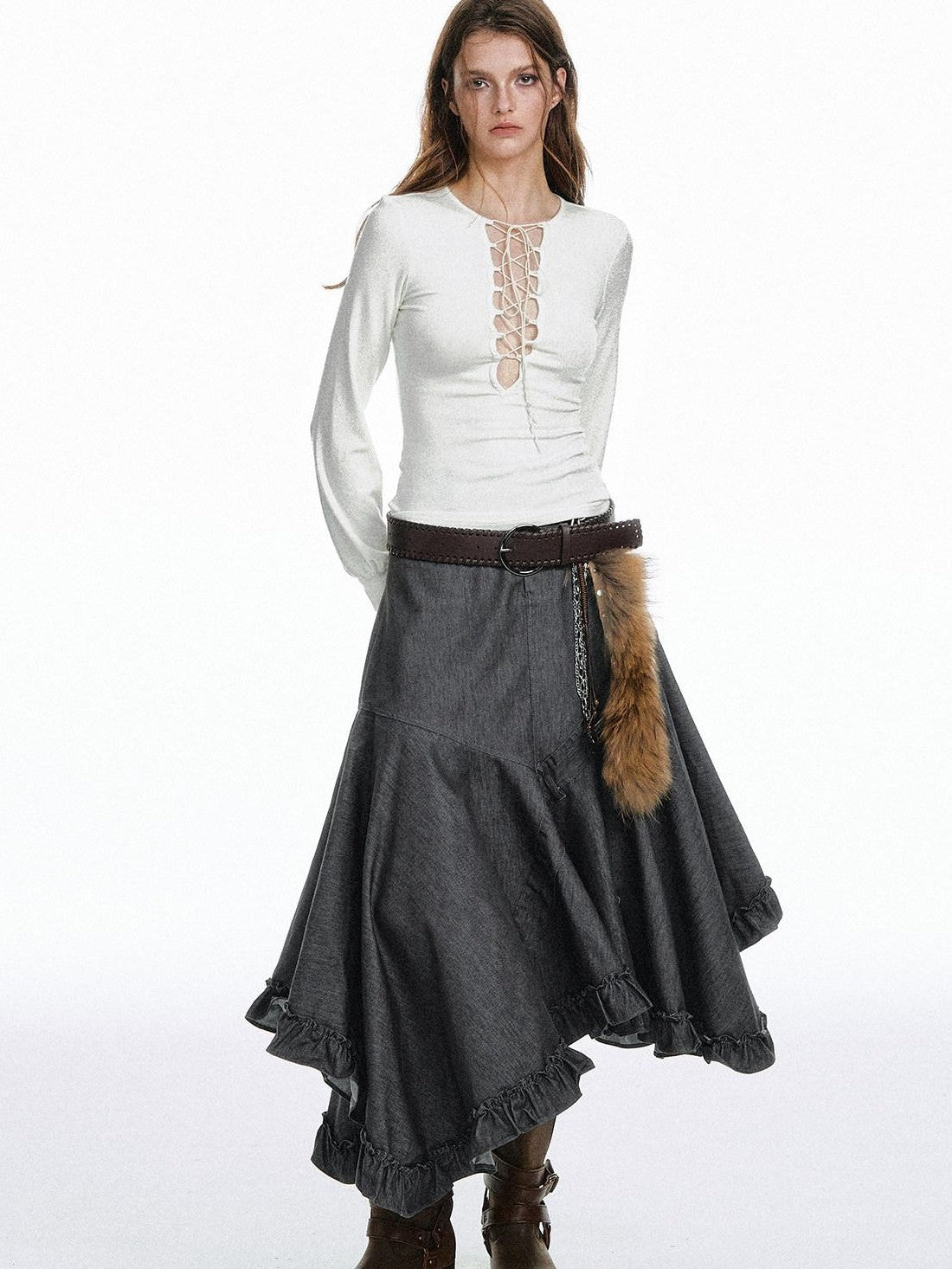 STRIKE A POSE Sexy Lace Up Cutout Slim Fit Solid Women&