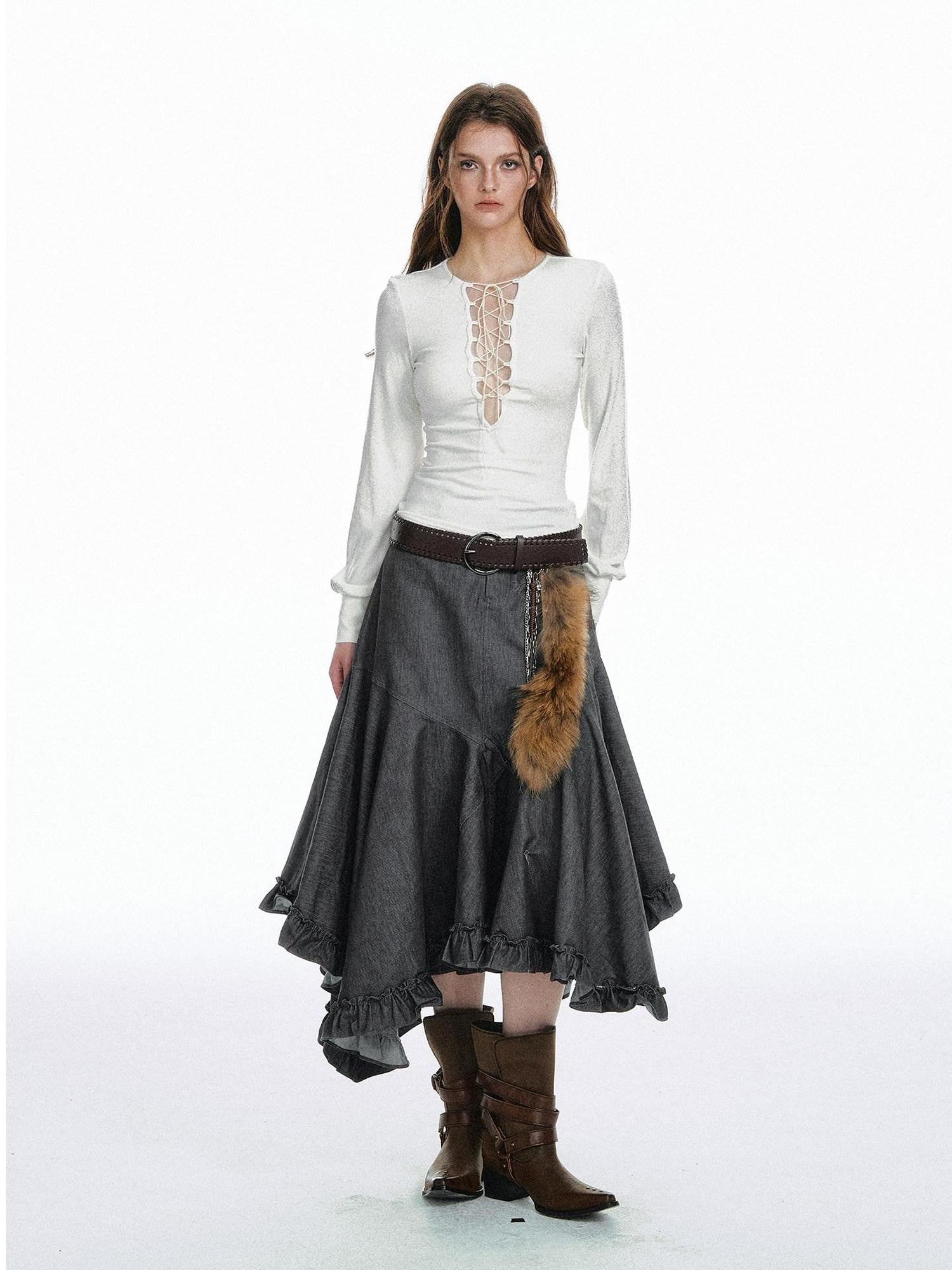 STRIKE A POSE Sexy Lace Up Cutout Slim Fit Solid Women&