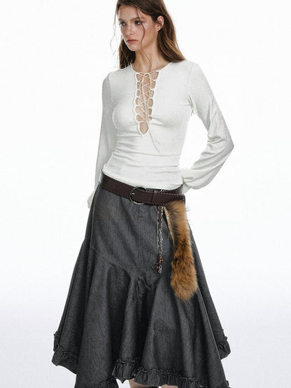 STRIKE A POSE Sexy Lace Up Cutout Slim Fit Solid Women&