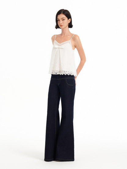 STRIKE A POSE Sheer Lace Hollow V-neck 3d Bow A Line Women&