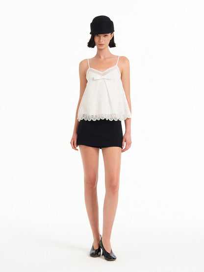 STRIKE A POSE Sheer Lace Hollow V-neck 3d Bow A Line Women&