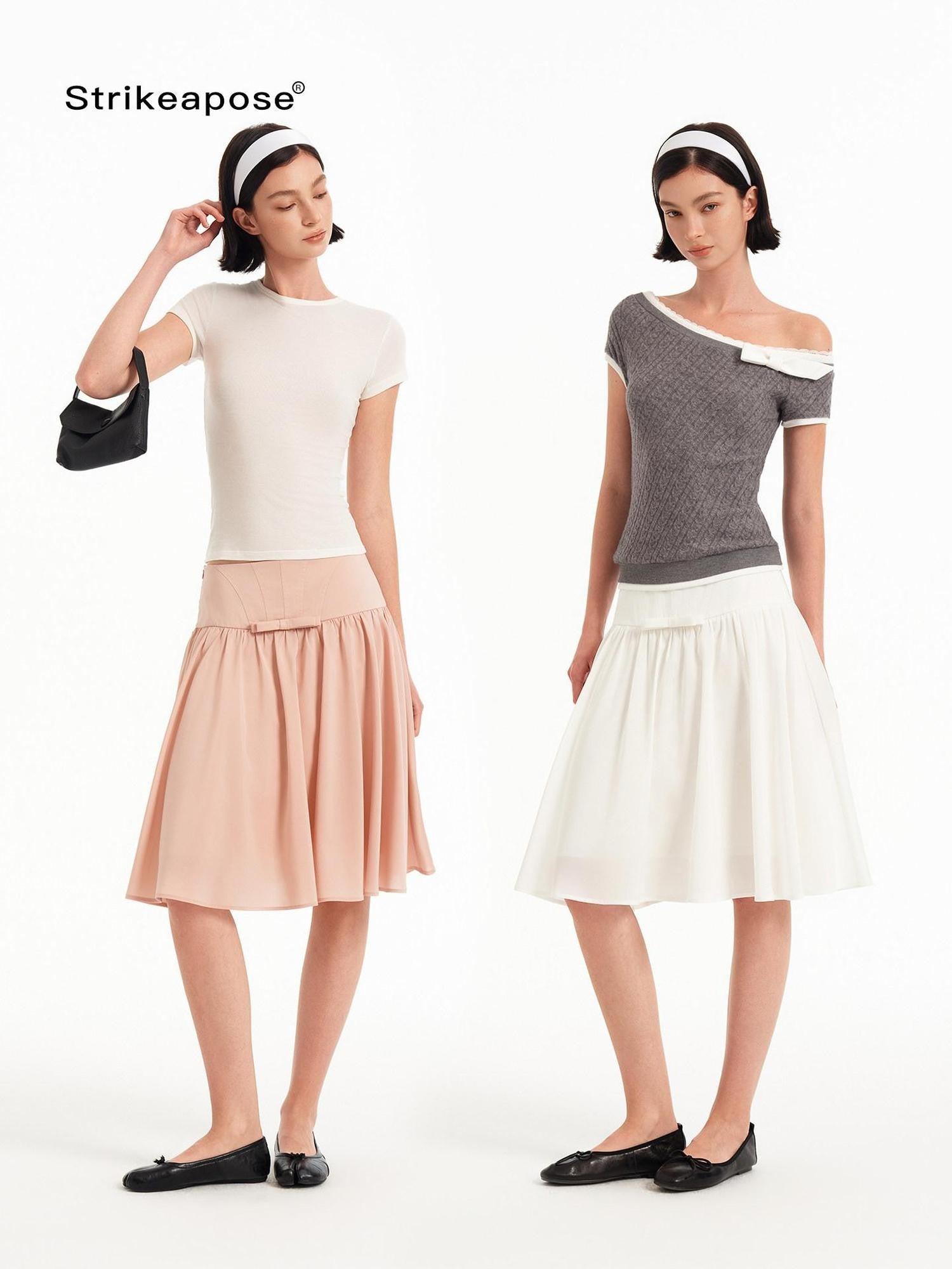 STRIKE A POSE Sheer Mesh Twist Knot Pinch Pleat Women&