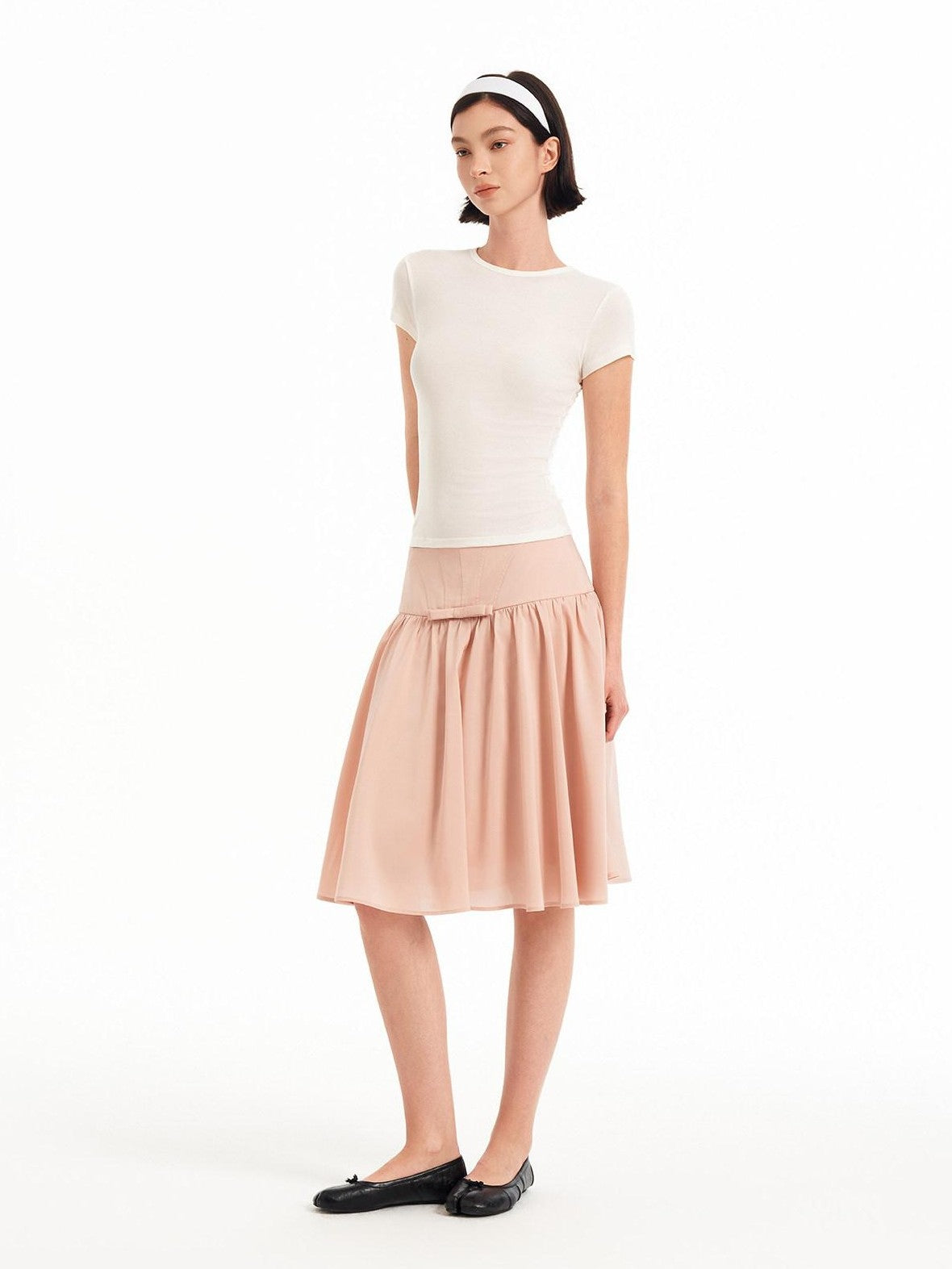 STRIKE A POSE Sheer Mesh Twist Knot Pinch Pleat Women&