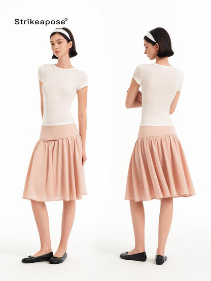 STRIKE A POSE Sheer Mesh Twist Knot Pinch Pleat Women&