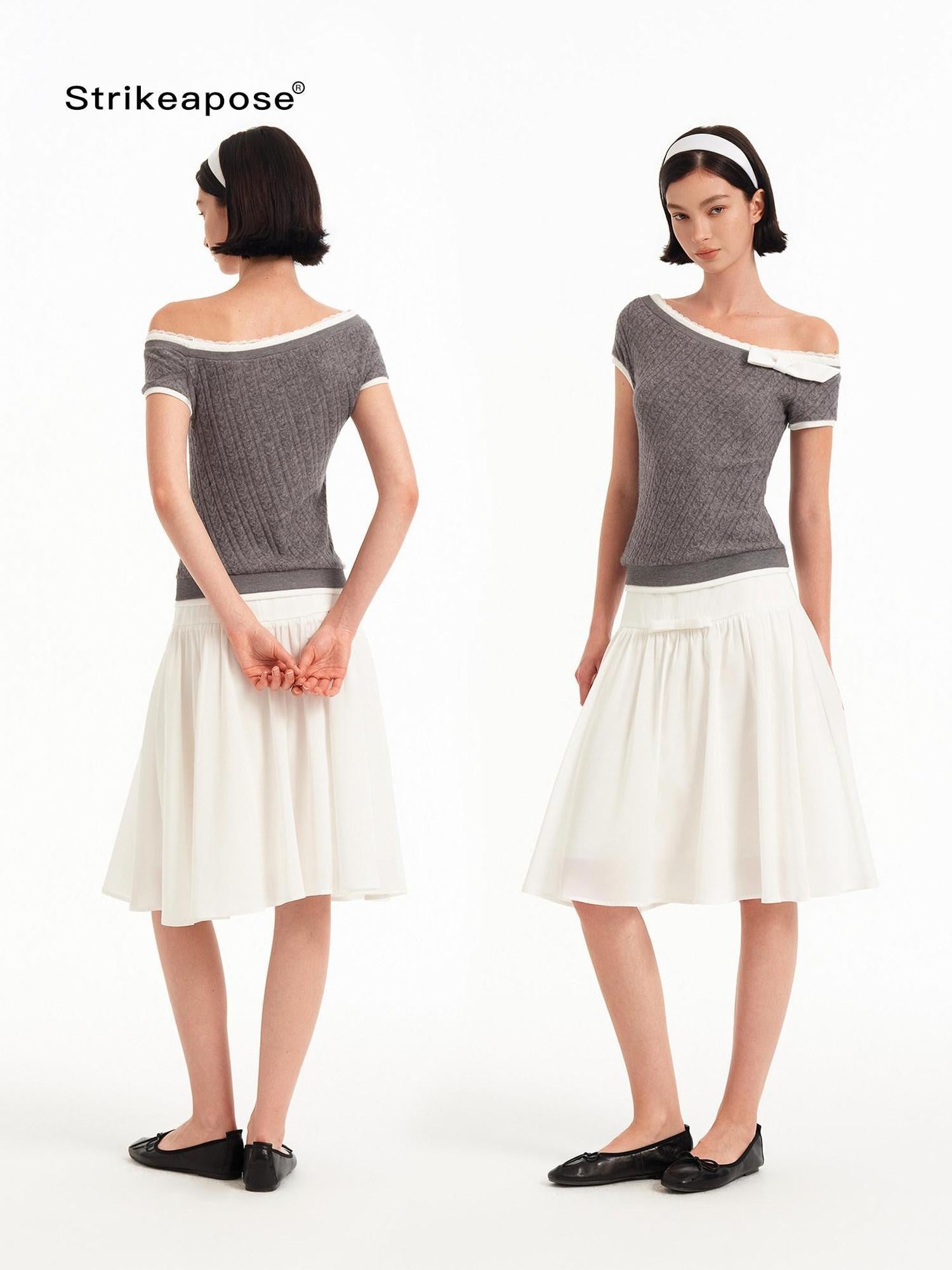 STRIKE A POSE Sheer Mesh Twist Knot Pinch Pleat Women&