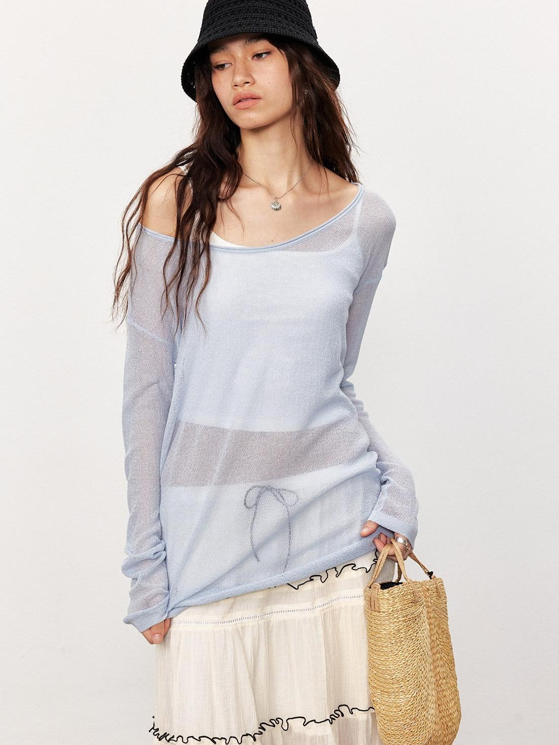 STRIKE A POSE Sheer Spliced Loose Women&
