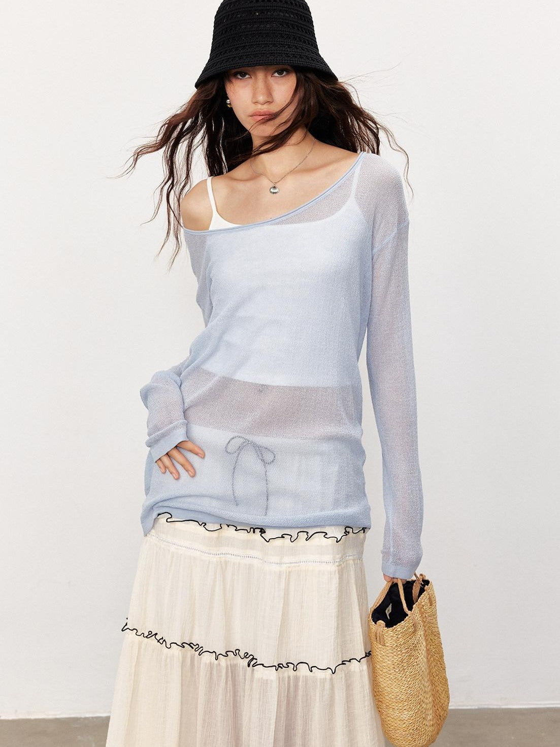 STRIKE A POSE Sheer Spliced Loose Women&