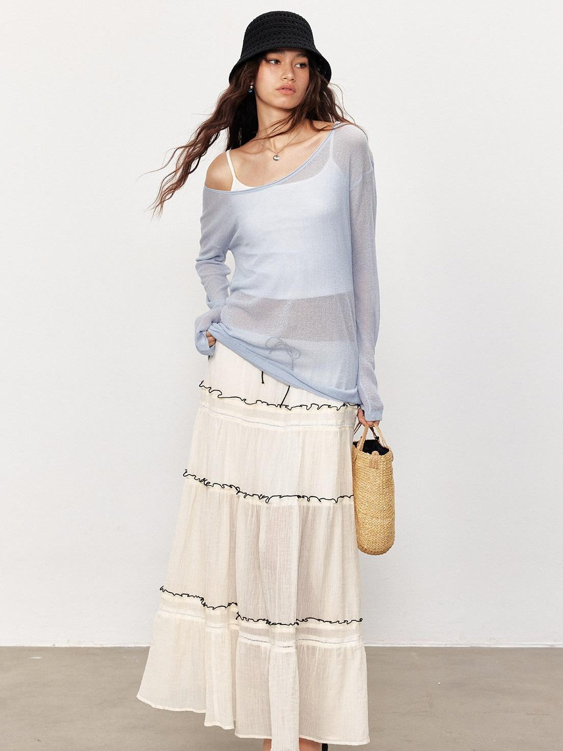 STRIKE A POSE Sheer Spliced Loose Women&