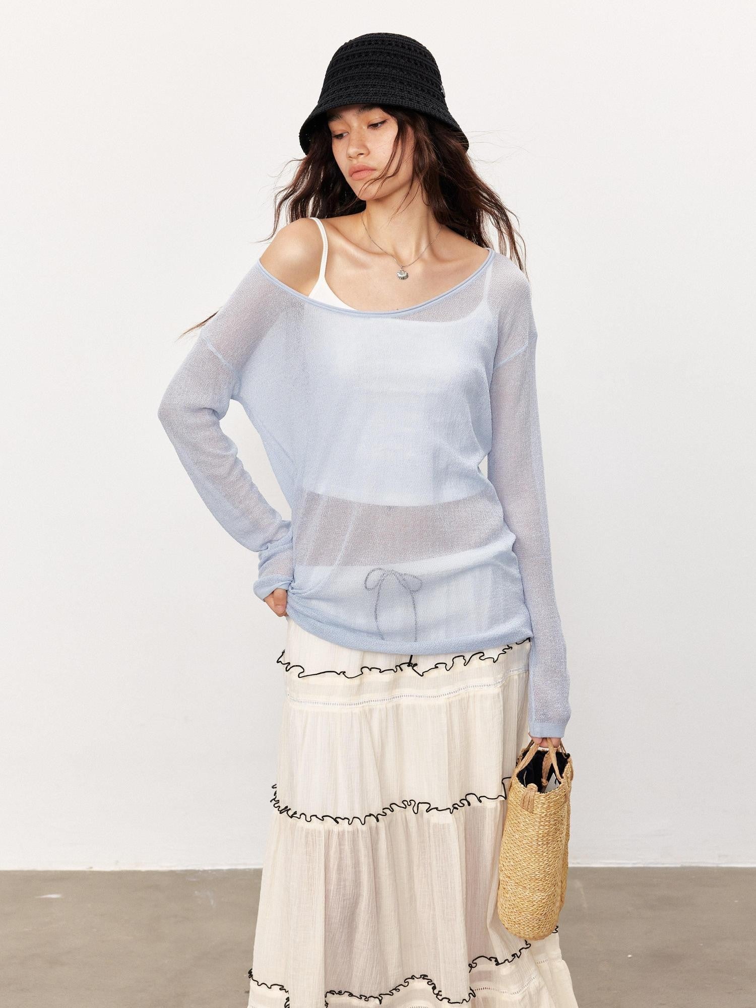 STRIKE A POSE Sheer Spliced Loose Women&