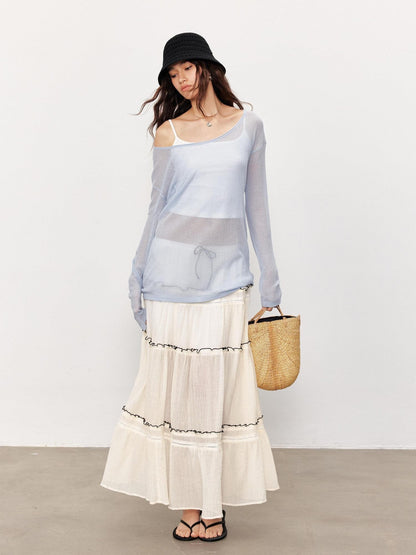 STRIKE A POSE Sheer Spliced Loose Women&