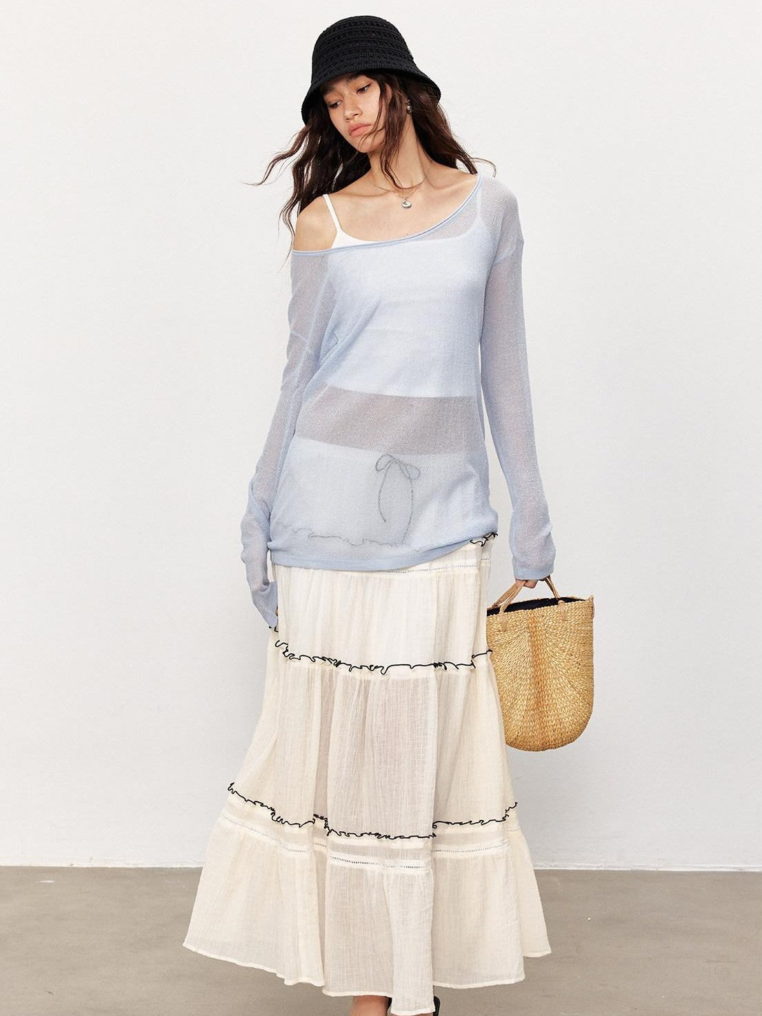 STRIKE A POSE Sheer Spliced Loose Women&