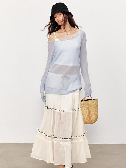 STRIKE A POSE Sheer Spliced Loose Women&