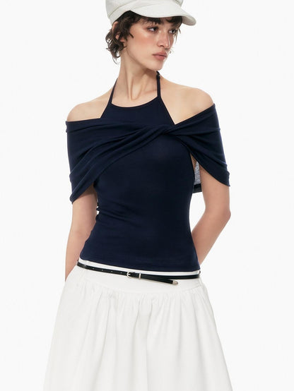 STRIKE A POSE Slim Fit Twist Knot Low Round Neck Cape Two Piece Women&