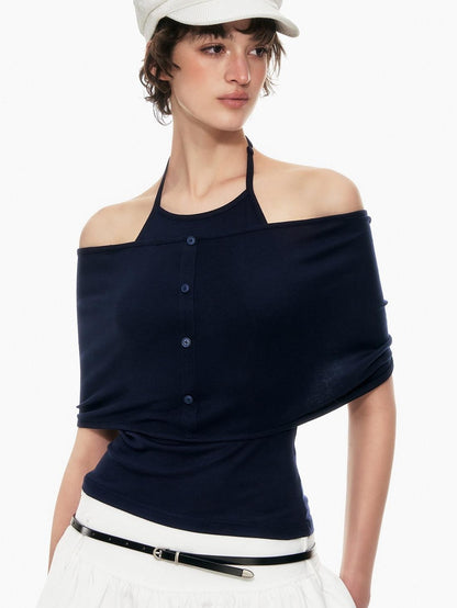 STRIKE A POSE Slim Fit Twist Knot Low Round Neck Cape Two Piece Women&