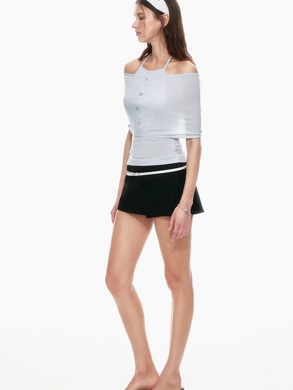 STRIKE A POSE Slim Fit Twist Knot Low Round Neck Cape Two Piece Women&