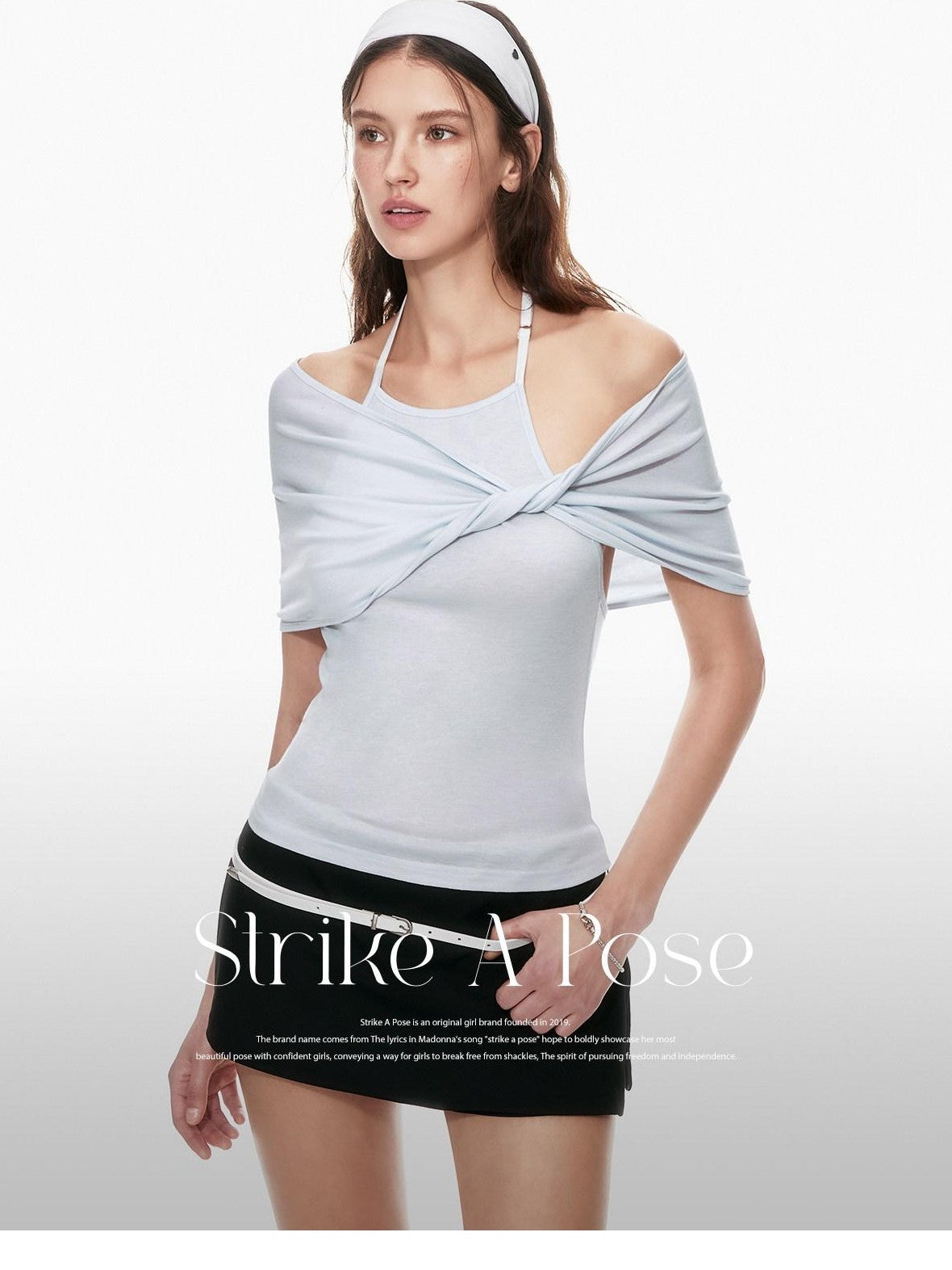 STRIKE A POSE Slim Fit Twist Knot Low Round Neck Cape Two Piece Women&