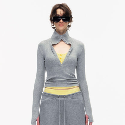 STRIKE_A_POSE_Slim_Stretch_Polo_Long_Sleeve_Women&