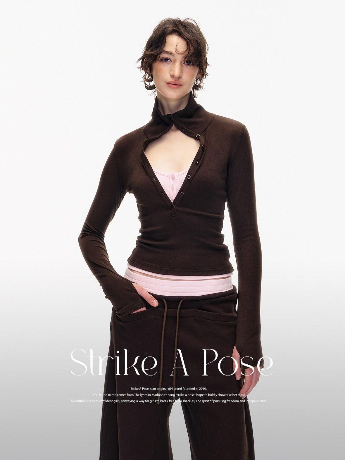 STRIKE A POSE Slim Stretch Polo Long Sleeve Women&