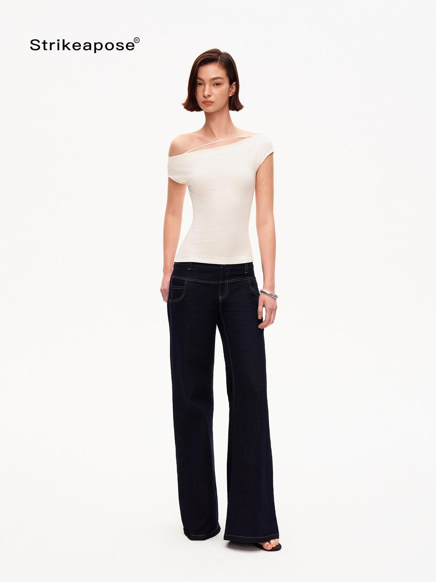 STRIKE A POSE Soft Wool Knit Asymmetrical Slim Women&