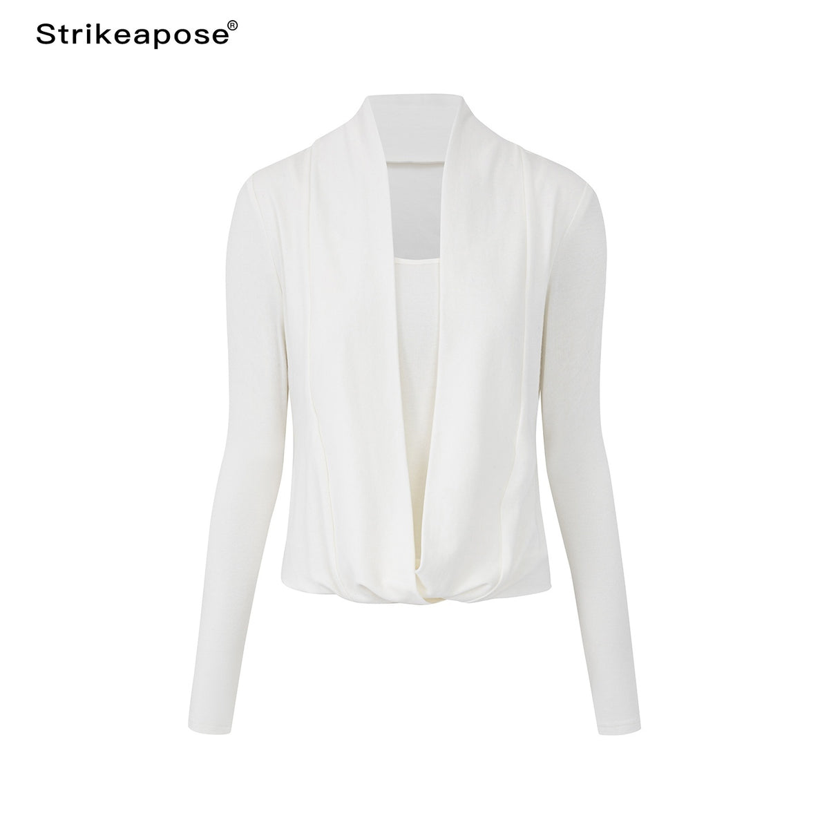 STRIKE_A_POSE_Solid_Color_Mock_Layered_Draped_Neck_Modal_Knit_Women&