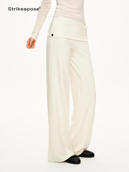 STRIKE A POSE Solid Knit Low Rise Flared Wool Blend Women&