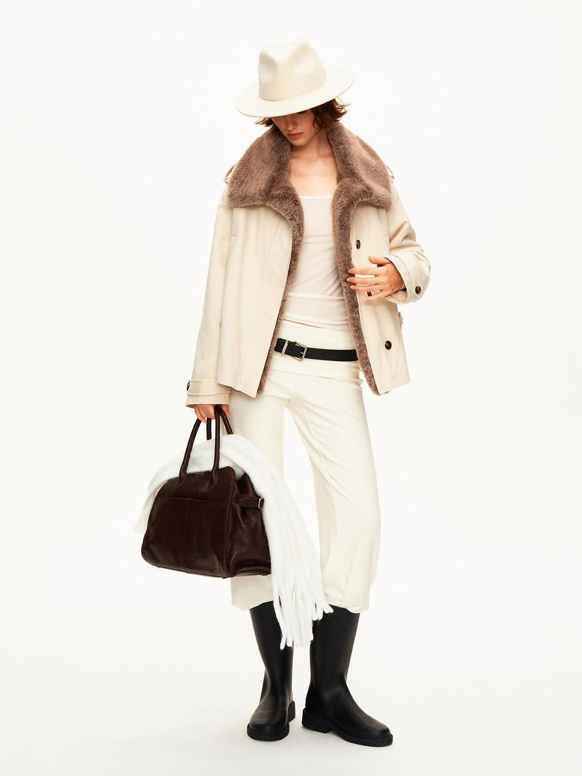 STRIKE A POSE Solid Knit Low Rise Flared Wool Blend Women&