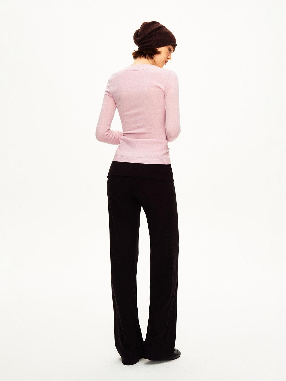 STRIKE A POSE Solid Knit Low Rise Flared Wool Blend Women&